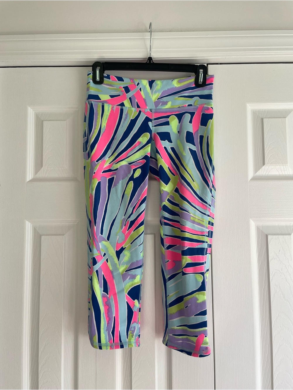 Lilly Pulitzer Neon Multicolor Abstract Crop Leggings - Pink, Blue, Green